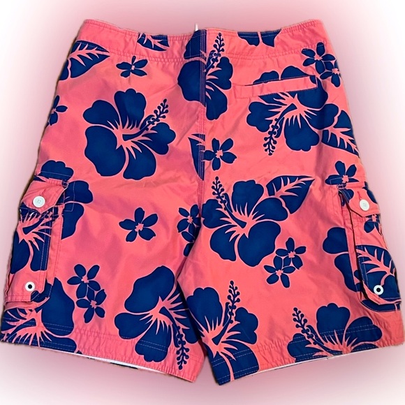 Abercrombie & Fitch Swim Trunks Size M Pink and Blue Floral 2018 Hibiscus Long - Picture 2 of 15